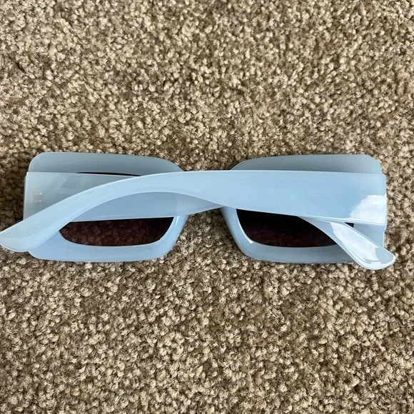 Blue Retro 90’s Rectangle Sunglasses - Picture 3 of 5